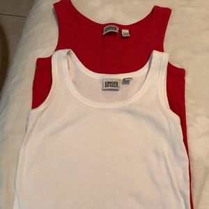 Chico’s ribbed tanks 100% cotton size1 red&white